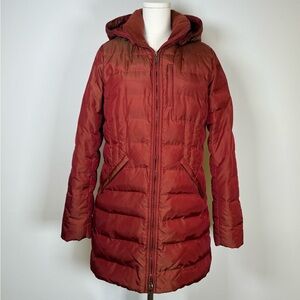 Lands End Long Puffer Coat Down Feather Insulated Red Women’s Size Small (6-8)